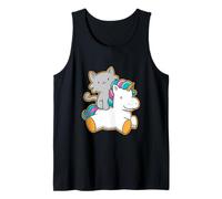 Cute Cat Riding Unicorn Magical Feline Design Camiseta sin Mangas