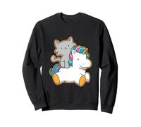 Cute Cat Riding Unicorn Magical Feline Design Sudadera