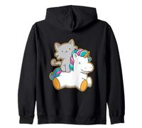 Cute Cat Riding Unicorn Magical Feline Design Sudadera con Capucha
