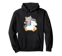 Cute Cat Riding Unicorn Magical Feline Design Sudadera con Capucha