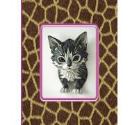 Cute Cat Robot in Pink Frame - Giraffe Border Notebook: Adorable Cat Robot Notebook - Sitting in Pink Frame with Giraffe Pattern Border - 120 Pages, ... 11 in - Great for Kids, Students, Cat Lovers