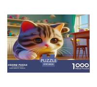 Cute Cat Rompecabezas Imposible,desafío Para Adultos Kitten And Mouse in Cozy Kitchen Setting Juego Educativo 1000 Piezas Obra De Arte De Juego De Para Adultos, Regalos A Partir De 14 Años 38x26cm/100