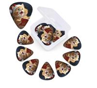 Cute Cat Sing Christmas Carols - Juego de 12 púas de guitarra con caja organizadora, 0.46 0.71 0.96 mm, incluye púas finas y medianas y pesadas, púas de guitarra abstractas para guitarra eléctrica