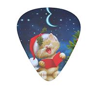 Cute Cat Sing Christmas Carols Púa de guitarra avanzada 12 piezas Tres grosores para bajo, guitarra eléctrica, funda para guitarra acústica