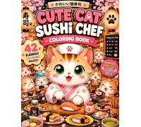 Cute Cat Sushi Chef Coloring Book: 42 Kawaii Coloring Pages for Cat Lovers