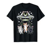 Cute Cat UFO Spaceship Alien Aesthetic Funny UFO Cats Camiseta