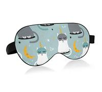 Cute Cat Unicorn Sleep Mask Blindfold Blackout Cooling Funny Eye Mask para dormir con tira elástica para mujer Hombre Cartoon