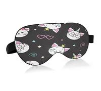 Cute Cat Unicorn Sleep Mask Lightweight Soft Breathable Eye Mask with Adjustable Strap Blackout Eye Mask for Women Men for Travel Night Sleeping