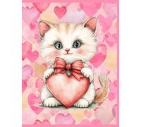 Cute Cat Valentine College Notebook, Note-Taking: 110 pages, 7.44x9.69 Inches. Softcover collage notebook, lined notebook for school, office notebook, kids and student notebook etc