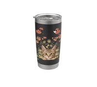 Cute Cat Wildflower Garden Floral Kitten Lover Vaso térmico de acero inoxidable de doble pared