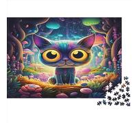 Cute Cat with Big Eyes Rompecabezas De Madera para Adultos Y Niños,1000 Piezas Rompecabezas De Madera,Cartoon Puzzle Regalo Decoración 1000pcs (75x50cm)