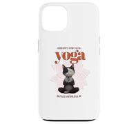Cute Cat Yoga Spiritual Meditation Zen Balance Namaste OM Carcasa para iPhone 13