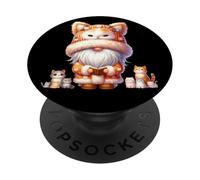 Cute Cats And Books Cat Grandpa Gnome Graphic For Book Lover PopSockets PopGrip Adhesivo