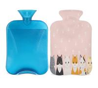 Cute Cats and Paws - Botella de agua caliente con cubierta de 2 L, bolsa de agua caliente de PVC para calentador de manos y pies, alivio del dolor, compresa caliente y terapia de frío