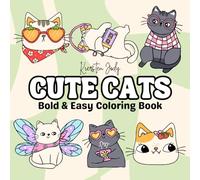Cute Cats: Bold and Easy Coloring Book, Coloring Book for Adults, Simple and Bold Designs