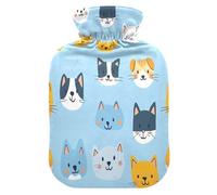 Cute Cats - Botella de agua caliente con funda de forro polar suave, bolsa de agua caliente para aliviar el dolor de cuello y hombros, terapias frías y calientes, talla L