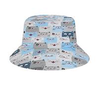 Cute Cats Bucket Hat Summer Beach Sun Hat Packable Unisex Print Fisherman Cap para Viajes de Vacaciones de Verano