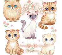 Cute Cats Coloring Book by Oonjai: 50 cute cats characters , Kawii coloring. Funny and relaxing for children , Teens , adults hobby.(Glossy cover) (Series Kawii)