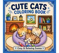 Cute Cats Coloring Book: Easy & Relaxing Cat Scenes for Stress Relief, Cozy Coloring for Teens & Adults, Bold and Simple Designs