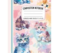 Cute Cats Composition Notebook 110 Pages Watercolor Fluffy Kawaii Kittens Wide Ruled 7.5"×9.25" Cute Matte Cover School Journal with Whimsical Cats Design: with Whimsical Cats Design