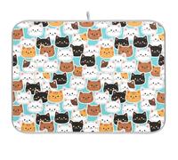 Cute Cats Kittens - Alfombrilla absorbente para secar platos para encimera de cocina, almohadilla de secado reversible, color cian claro, 40 x 45 cm