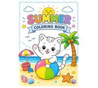 Cute Cats on Summer Vacation: Summer Cute Cat Coloring Book for Kids with Big, Easy Designs, Fun Beach Activities, and Simple Coloring Pages for Ages 4-8