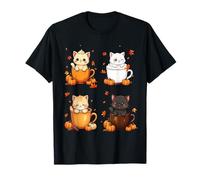 Cute Cats Pumpkin Spice Autumn Latte Vibes Café Camiseta