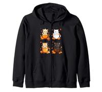 Cute Cats Pumpkin Spice Autumn Latte Vibes Café Sudadera con Capucha