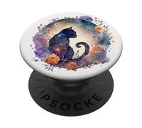 Cute Celestial Black Cat Crescent Moon Phases Witchy PopSockets PopGrip Adhesivo