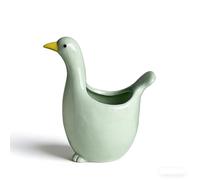 Cute Ceramic Duck,Cup Holder Funny Goose Figurine Hard Boiled Egg Stand Porcelain Breakfast Serveware Makeup Sponge Holder Air Plant Container Gift (White/Green)(Green)