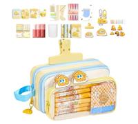 Cute Cheese Pencil Case, Large Capacity School Supplies Set For Boys Girls