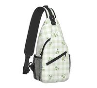 Cute Cherry Gingham Pattern Sling Bag para Mujeres Hombres,Frutas Print Crossbody Shoulder Bags Casual Sling Backpack Chest Bag Travel Senderismo Mochila para Exteriores