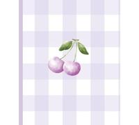 Cute Cherry Notebook - 7.25 x 9.25 inch Purple Gingham Aesthetic Journal with 120 pages Wide Ruled for School, Notes, Lists: Pretty Soft Notebook for ... | Minimal Cute Fruit Cover Design for Girls