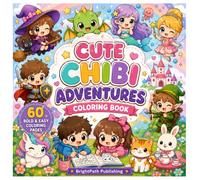 Cute Chibi Adventures Coloring Book: 60 Bold & Easy Coloring Pages Featuring School Friends, Picnic Fun, Beach Adventures, Birthday Parties, Fantasy Friends and Adventure Quests