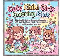 Cute Chibi Girls Coloring Book: 40 Adorable Anime-Inspired Characters with Outfits, Hairstyles & Kawaii Scenes for Relaxation and Fun