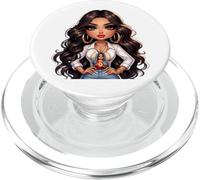 Cute Chibi Mexican Baby Girl Chicana Patrona de los Mexicano PopSockets PopGrip para MagSafe