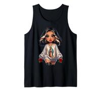 Cute Chibi Mexican Baby Girl Chicana Patrona de México Camiseta sin Mangas