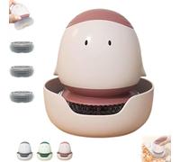 Cute Chicken Automatic Press Pot Brush, Wall-Mounted Adorable Kitchen Cleaning Tool, Detachable Kitchen Home Washing Tool for Pot Pan Sink Cleaning (Red)