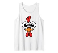 Cute Chicken Face Kawaii Rooster Big Eyes Heart Comb Camiseta sin Mangas