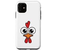 Cute Chicken Face Kawaii Rooster Big Eyes Heart Comb Carcasa para iPhone 11