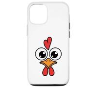 Cute Chicken Face Kawaii Rooster Big Eyes Heart Comb Carcasa para iPhone 12/12 Pro