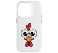 Cute Chicken Face Kawaii Rooster Big Eyes Heart Comb Carcasa para iPhone 14 Pro