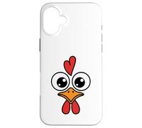 Cute Chicken Face Kawaii Rooster Big Eyes Heart Comb Carcasa para iPhone 16 Plus