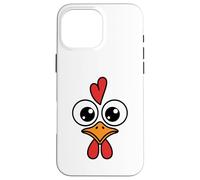 Cute Chicken Face Kawaii Rooster Big Eyes Heart Comb Carcasa para iPhone 16 Pro MAX