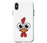 Cute Chicken Face Kawaii Rooster Big Eyes Heart Comb Carcasa para iPhone X/XS