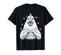 Cute Chicken Heart Hands Love Farm Animal Valentine Camiseta