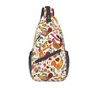 Cute Chickens Print Sling Bag Senderismo Mochila Crossbody Hombro Mochila Travel Chest Pack para Hombres Mujeres