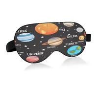 Cute Childish Solar System Sleep Mask Lightweight Soft Breathable Eye Mask with Adjustable Strap Blackout Eye Mask for Women Men for Travel Night Sleeping