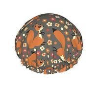 Cute Chipmunk And Mushroom Pattern Gorro de ducha Mujeres Reutilizables Gorros de pelo largo con banda elástica Doble capa Gorro de ducha de baño para adultos Niños