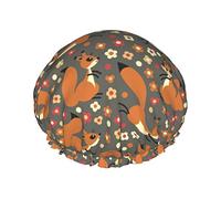 Cute Chipmunk and Mushroom Pattern Gorros de ducha Gorro de baño reutilizable Gorro de ducha de baño elástico Suave impermeable para gorros de cabello de todas las longitudes de cabello
